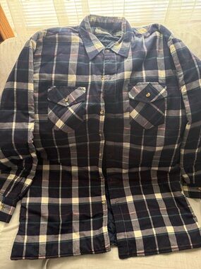 Men's Navy Plaid Button-Up Jacket - Unbranded